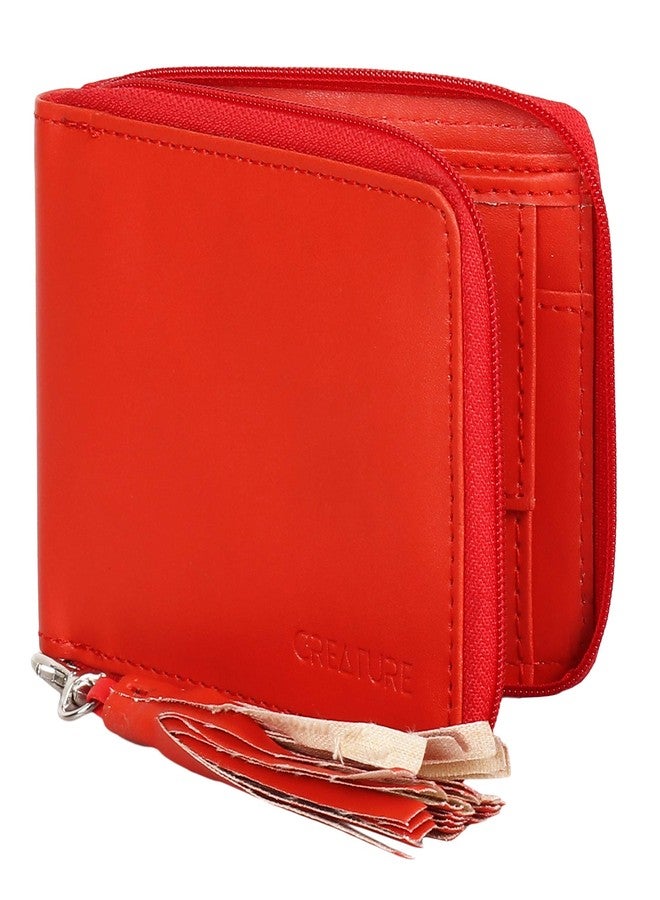 Creature Red Color Zipper Wallet For Girls(Color-Red||ZWL-012) - Image 2